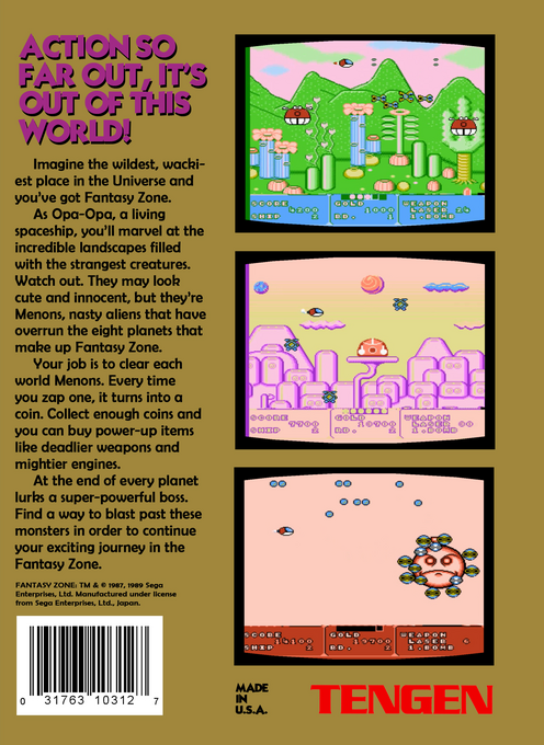 Fantasy Zone (Homebrew) — Box back